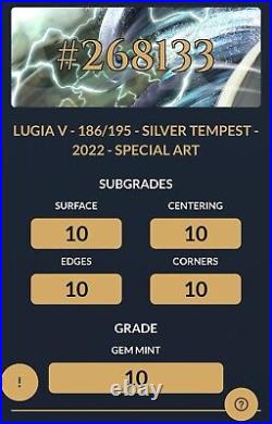 Lugia V Silver Tempest 186/195 Ace 10 All 10 Subgrades ALT ART
