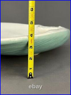 MCM Large Stoneware Clam Shaped 18 Centerpiece Turquoise Glaze Bowl 15 1/2 lbs