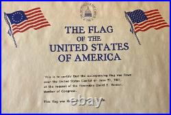 MINT U. S. CAPITOL FLOWN FLAG 6/20/91 CONGRESSMAN D. BONIOR, WithCOA SEE/READ ALL