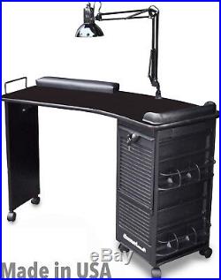 Manicure Nail Table M600-deluxe All Black Lockable Made In USA By Dina Meri