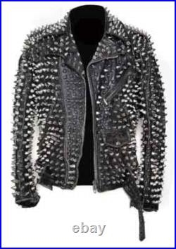 Men/Women Leather Jacket Punk Spiked Studded Genuine Leather Motorbike jackets Men/Women Leather Jacket Punk Spiked Studded Genuine Leather Motorbike jackets