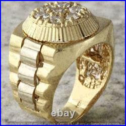Men's 1Ct RD Simulated Diamond Customized Ring Solid 925 Silver Gold Plated