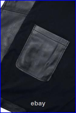 Men's Black Blazer Jacket, Genuine Lambskin Leather, Two Buttons, Slim Fit