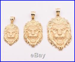 Men's Diamond Cut Lion Head Charm Pendant Real Solid 10K Yellow Gold ALL SIZES