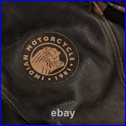 Men's Indian Brown Motorcycle Removeable Lining Genuine Cowhide Riding Jacket