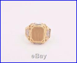 Mens Engravable Square Signet Ring Real Solid 14K Yellow White Gold ALL SIZES