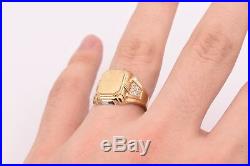Mens Engravable Square Signet Ring Real Solid 14K Yellow White Gold ALL SIZES