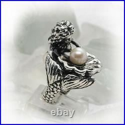 Mermaid with Pearl Silver Ring
