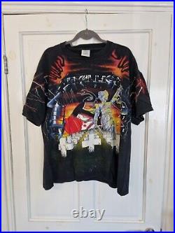 Metallica VINTAGE US 1991 All Over Print Album Covers Graphic Tee Shirt XL