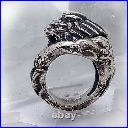 Mighty Lightning Lion Sterling Silver Ring