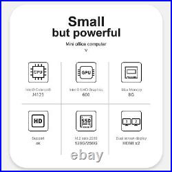Mini Windows 10 PC Intel J4125 CPU 8GB DDR4 RAM 128GB SSD SATA 4K Dual-HDMI UK