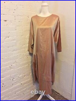 Mizono Silk Maxi Dress Dolman Sleeve Pink XL Lagenlook