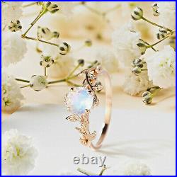 Moonstone Engagement Ring All Sizes Available 14K Rose/YellowithWhite Gold Color