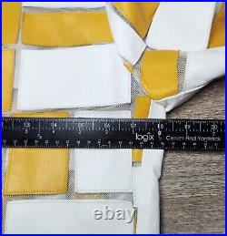 NATTO Womens Small White Yellow Lamb Leather Jacket Luxury Wearable Art Sheer