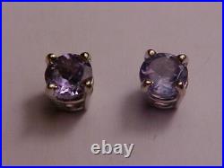 NATURAL GENUINE. 41ct RUSSIAN ALEXANDRITE EARRINGS THREADED POSTS 14K WHITE GOLD