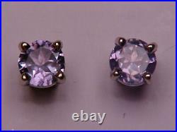 NATURAL GENUINE. 42ct RUSSIAN ALEXANDRITE EARRINGS THREADED POSTS 14K YEL. GOLD