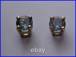 NATURAL GENUINE. 42ct RUSSIAN ALEXANDRITE EARRINGS THREADED POSTS 14K YEL. GOLD