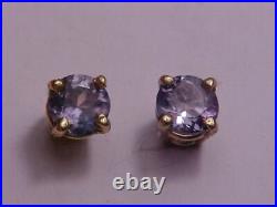 NATURAL GENUINE. 42ct RUSSIAN ALEXANDRITE EARRINGS THREADED POSTS 14K YEL. GOLD