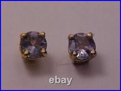 NATURAL GENUINE. 42ct RUSSIAN ALEXANDRITE EARRINGS THREADED POSTS 14K YEL. GOLD