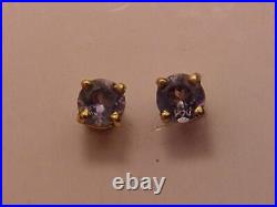 NATURAL GENUINE. 42ct RUSSIAN ALEXANDRITE EARRINGS THREADED POSTS 14K YEL. GOLD