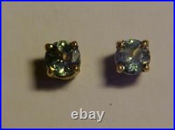 NATURAL GENUINE. 42ct RUSSIAN ALEXANDRITE EARRINGS THREADED POSTS 14K YEL. GOLD