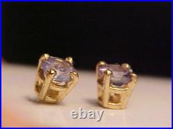 NATURAL GENUINE. 42ct RUSSIAN ALEXANDRITE EARRINGS THREADED POSTS 14K YEL. GOLD