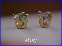 NATURAL GENUINE. 42ct RUSSIAN ALEXANDRITE EARRINGS THREADED POSTS 14K YEL. GOLD