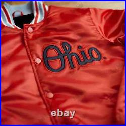 NCAA Ohio State Buckeyes Red Satin Varsity Bomber Jacket Vintage Letterman