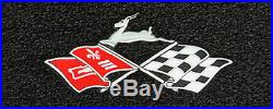 NEW! 1961-1964 Black Floor Mats Impala Crossed Flags Embroidered Logo set All 4