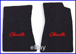 NEW! 1968-1972 CHEVELLE Floor Mats Black Carpet Embroidered Red Script Logo All