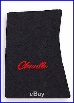 NEW! 1968-1972 CHEVELLE Floor Mats Black Carpet Embroidered Red Script Logo All