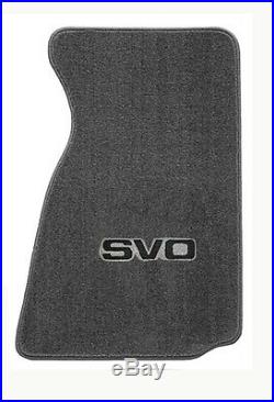 NEW! 1984-1986 Ford Mustang SVO Smoke Grey Floor Mats With Embroidered Logo All
