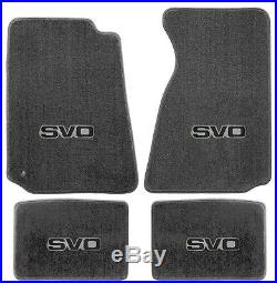 NEW! 1984-1986 Ford Mustang SVO Smoke Grey Floor Mats With Embroidered Logo All