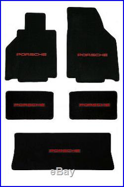 NEW! 1986-1991 Black Floor Mats Porsche 944 with Red Embroidered Logo ALL 5 Mats