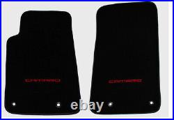 NEW BLACK Carpet Floor Mats 2010-2015 Camaro Embroidered Logo in Red on all 4 pc
