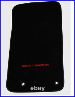 NEW BLACK Carpet Floor Mats 2010-2015 Camaro Embroidered Logo in Red on all 4 pc