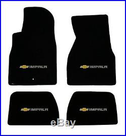 NEW! BLACK Floor Mats 2006-2014 Chevy Impala Embroidered Bowtie Double Logo All