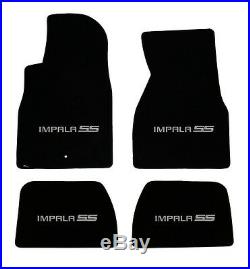 NEW! BLACK Floor Mats 2006-2014 Chevy Impala Embroidered SS Logo in Silver All 4
