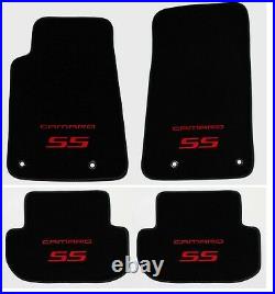 NEW BLACK Floor Mats 2010-2015 Camaro Embroidered Logo SS Red Double Logo All 4