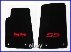 NEW BLACK Floor Mats 2010-2015 Camaro Embroidered SS Logo in Red on All 4 Mats