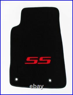 NEW BLACK Floor Mats 2010-2015 Camaro Embroidered SS Logo in Red on All 4 Mats