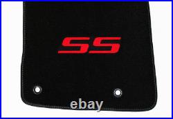 NEW BLACK Floor Mats 2010-2015 Camaro Embroidered SS Logo in Red on All 4 Mats