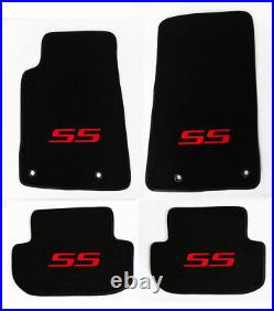 NEW BLACK Floor Mats 2010-2015 Camaro Embroidered SS Logo in Red on All 4 Mats