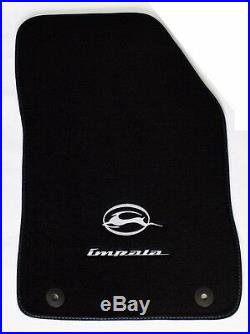 NEW! BLACK Floor Mats 2014-2017 Chevy Impala Embroidered Running Logo Silver All