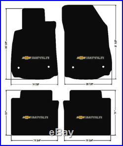 NEW BLACK Floor Mats 2014-2018 Chevy Impala Embroidered Bowtie Double Logo All 4