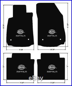 NEW! BLACK Floor Mats 2014-2020 Chevy Impala Embroidered Double Logo on All 4