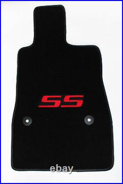 NEW! BLACK Floor Mats 2016-2021 Camaro Embroidered SS Logo in Red on All 4 Mats