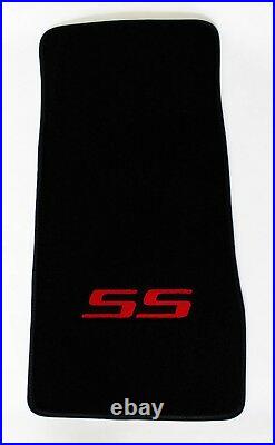 NEW! BLACK Floor Mats 2016-2021 Camaro Embroidered SS Logo in Red on All 4 Mats