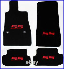 NEW! BLACK Floor Mats 2016-2021 Camaro Embroidered SS Logo in Red on All 4 Mats