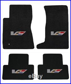 NEW! Black Floor Mats 2009-2014 Cadillac Sedan CTS V Series Flag logo All 4 Mats